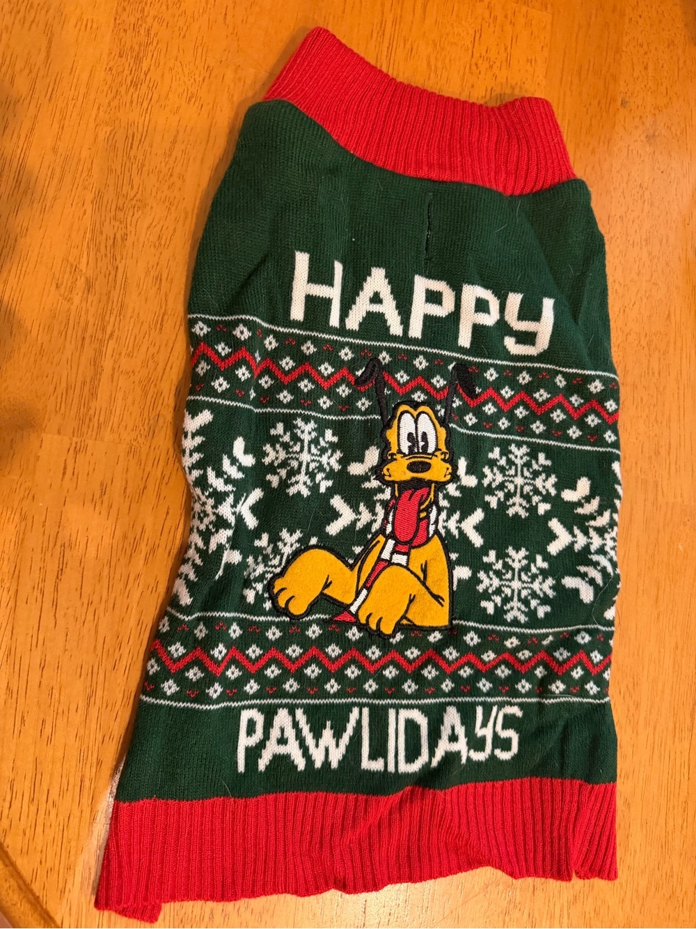 "Happy Pawlidays" Green & Red Dog Sweater